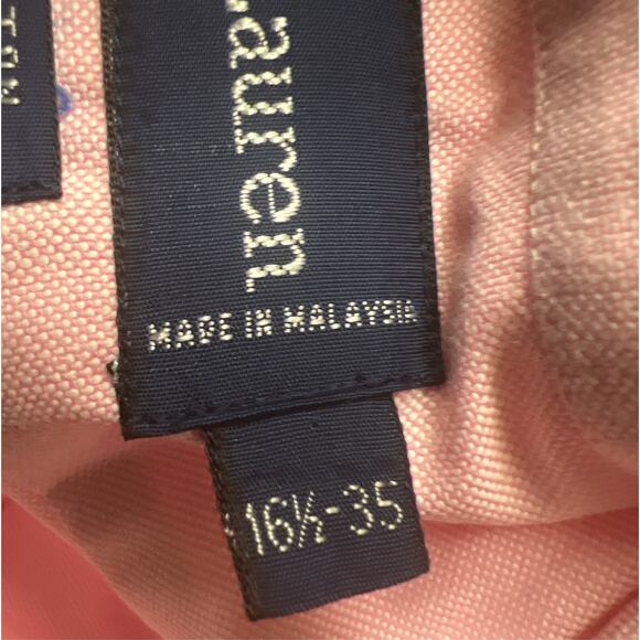 Ralph Lauren Pony-Motif Button-Down Shirt Pink Mens Size 16.5 NWT - Picture 10 of 12